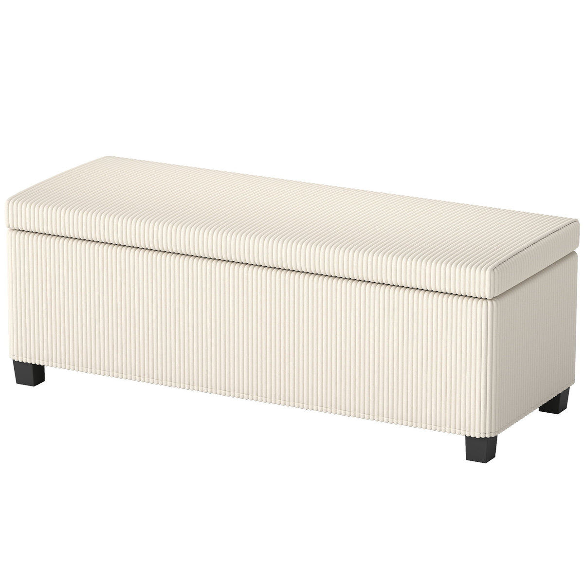 44 Inches Ottoman with Storage, Lid, Legs, Corduroy End of Bed Bench for Living Room, Bedroom, Entryway, Beige
