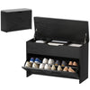 Shoe Storage Bench with Flip Drawer and Lift Top - Black
