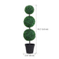 Set of 2 Artificial Ball Boxwood Topiary Trees, 44.1" Fake Plants in Pots for Outdoor Indoor Decor, Dark Green
