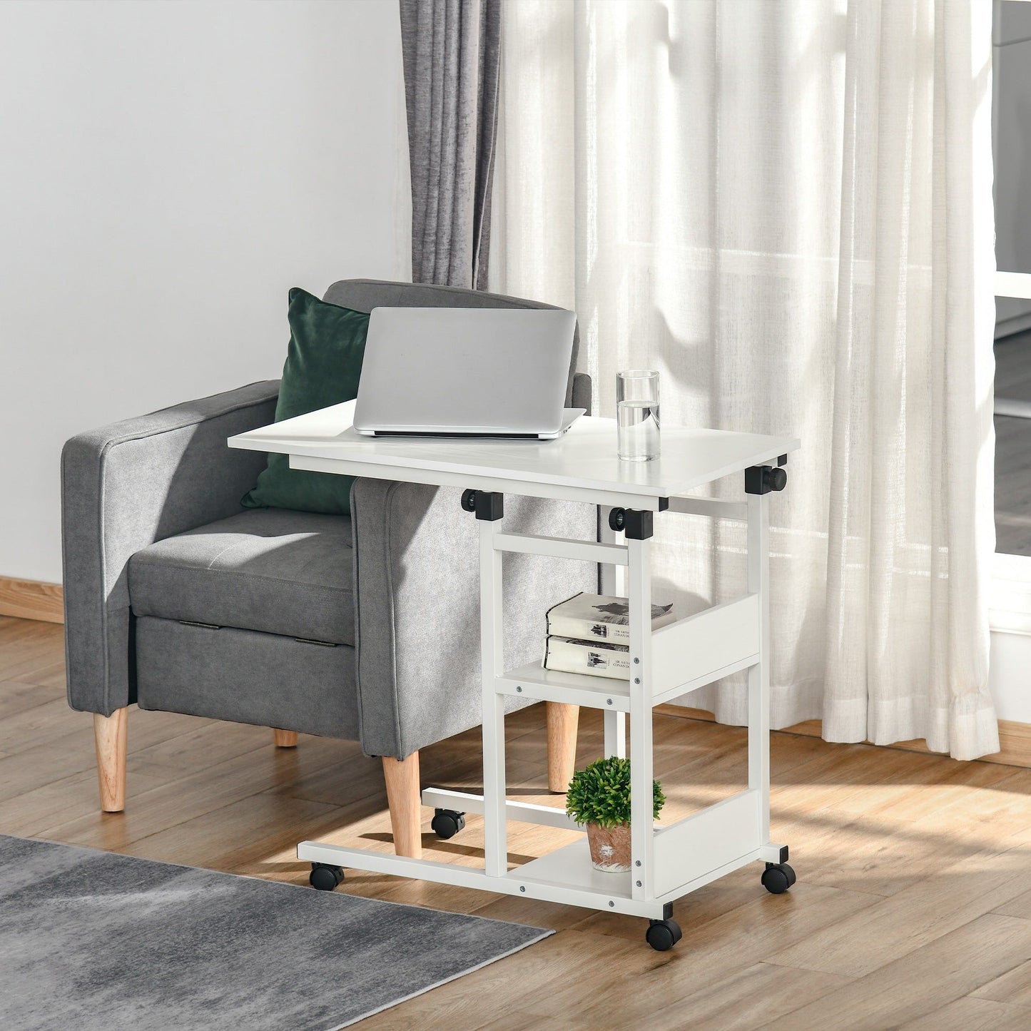 31.5" Mobile Standing Desk with Wheels - White