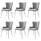 Modern Extendable Dining Set with Table and 6 Chairs, Space-Saving Dining Set for 4–6 Seaters, 55'' L x 39.5'' W x 29.5'' H, Grey+Silver+White