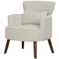 Upholstered Accent Chair with Lumbar Pillow - Cream White