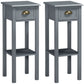 2-Tier Narrow Nightstands Set of 2 with Drawer - Grey