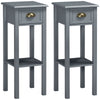 2-Tier Narrow Nightstands Set of 2 with Drawer - Grey