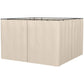 Gazebo Curtains, 10' x 10' Universal Replacement Privacy Curtain, 4-Panels Sidewall with Hooks/C-Rings, Beige