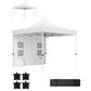 10' x 10' Heavy Duty Pop Up Canopy Tent w/ Sidewall, UPF50+ Instant Sun Shelter w/ Storage Pockets, Wheeled Bag, White