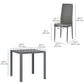 3-Piece Rectangular Glass Kitchen Table and Chairs with Metal Frame and Faux Leather Upholstery for Dining Room, Grey