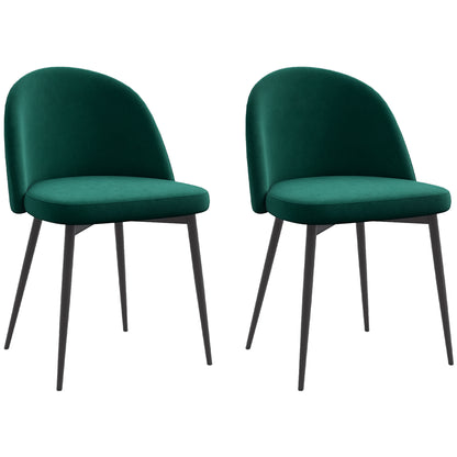 Mid-Back Velvet Dining Chairs Set of 2 - Green