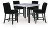 Mervannie - 5 Pc. - Counter Height Dining Table And 4 Barstools - Gray / Black