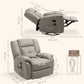 8-Point Vibration Massage Recliner Chair for Living Room, PU Leather 360° Swivel Manual Reclining Sofa Rocking Chair with Remote Control, Side Pockets, Grey