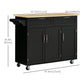 Kitchen Island Cart with 2 Drawers and Cabinets - Black