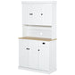 71" Kitchen Pantry Buffet with Hutch - White Oak