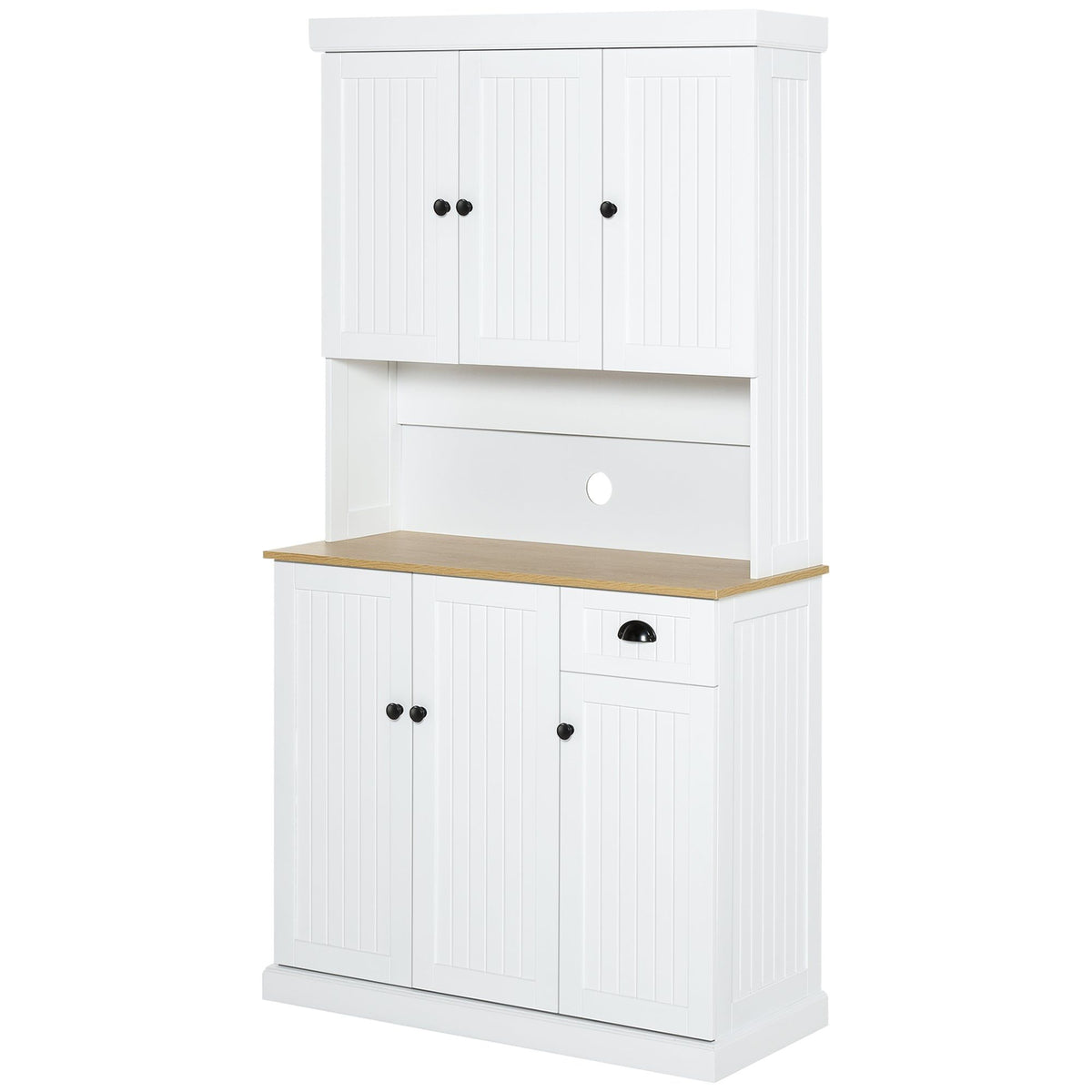 71" Kitchen Pantry Buffet with Hutch - White Oak