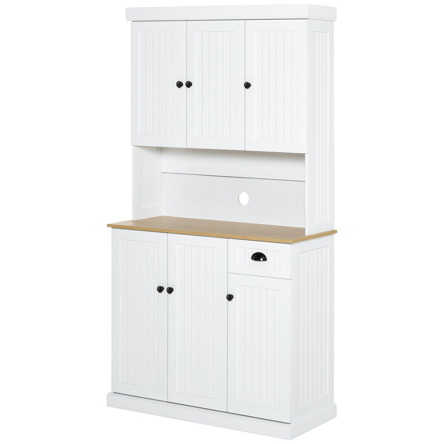 71" Kitchen Pantry Buffet with Hutch - White Oak