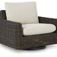 Kimora - Beige / Dark Brown - Swivel Glider Lounge With Cushion