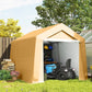 Outdoor Storage Shed Portable Garage with Roll-up Door for Motorcycle, Bike, Garden Tools, Beige
