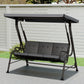 3-Person Porch Swing Chair, Patio Swing Bench with Adjustable Canopy, Removable Thicken Cushion, Black