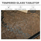 Square Patio Dining Table with Umbrella Hole Tempered Glass Top Outdoor Dining Table for Garden Balcony Black
