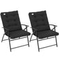 Set of 2 Outdoor Folding Chairs with Adjustable Backrest, Padded Camping Chairs for Outdoor Events, Black