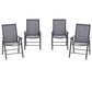 4-Piece Folding Chair Set for Relaxing on Patio Balcony Garden, Comfortable Outdoor Furniture with Armrests, Dark Grey