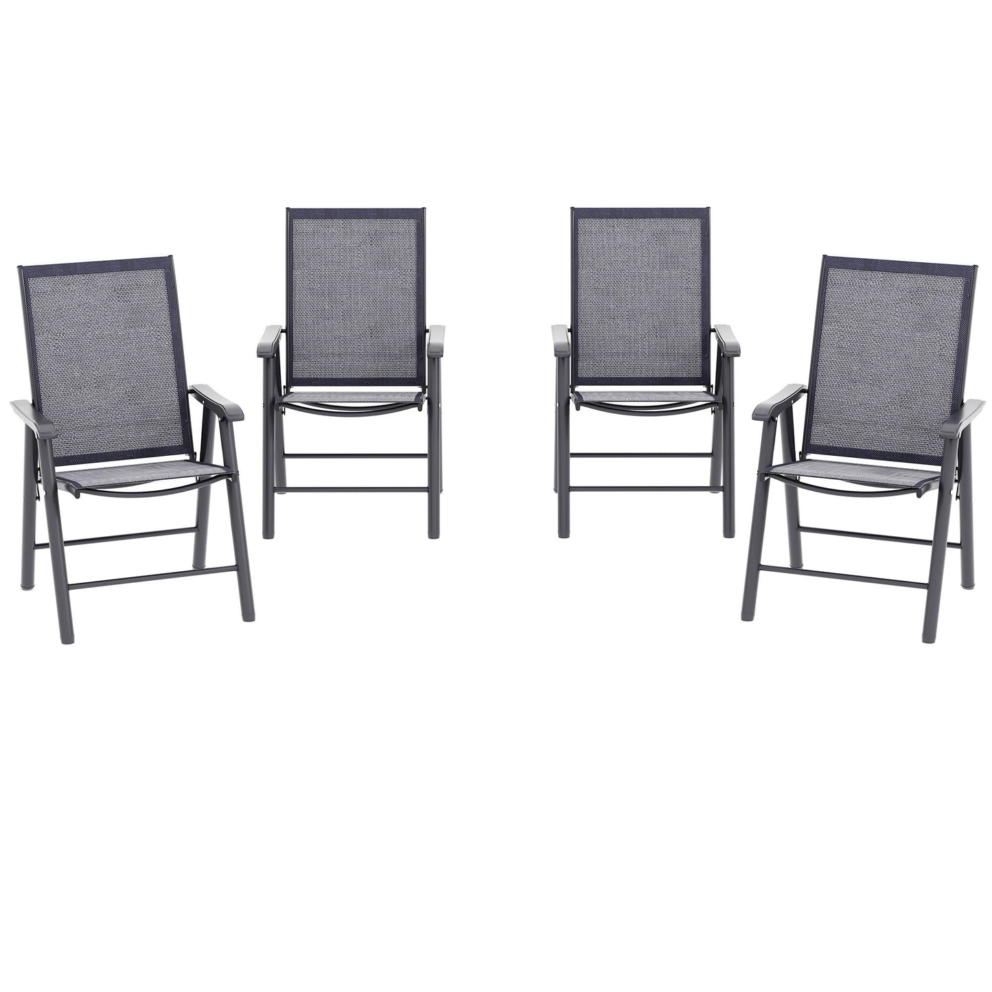 4-Piece Folding Chair Set for Relaxing on Patio Balcony Garden, Comfortable Outdoor Furniture with Armrests, Dark Grey