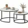 Nesting Coffee Table Set of 2 with Metal Base - Marble White