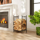 Firewood Rack Outdoor, 19" Heavy Duty Metal Fireplace Log Holder with Mesh Sides and Decorative Deer Patterns