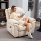 Manual Recliner Chair with Vibration Massage, Side Pockets, Microfibre Reclining Chair for Living Room, Cream White