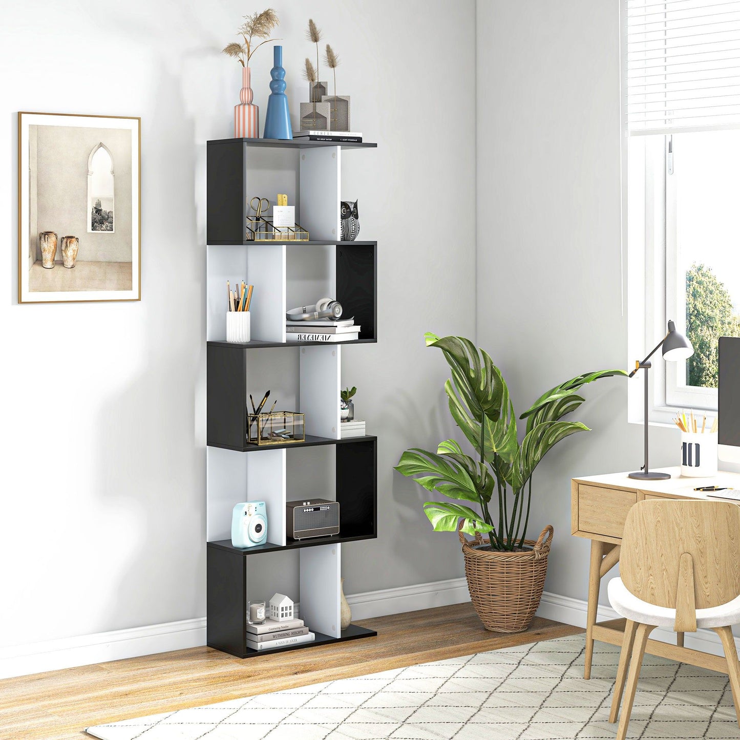 5-Tier Bookcase Room Divider - Black