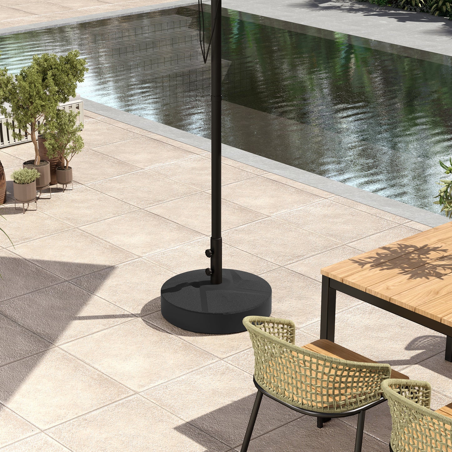 Patio Umbrella Base Holder, Heavy Duty Outdoor Umbrella Stand Base, Sand/Water Filled, Φ22" x 15.7" H, Black