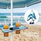 6 ft Portable Beach Umbrella with Foldable Table, Tilting Outdoor Sun Shade with Sand Anchor, Sandbag, Dark Blue