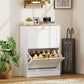 Slim Shoe Storage Cabinet, Modern Shoe Cabinet with 2 Flip Drawers and Adjustable Shelves for 8-12 Pairs, White