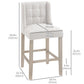 Tufted Counter Bar Stools Set of 2 - Beige