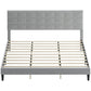 King Platform Bed Frame with Upholstered Headboard - Grey