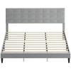 King Platform Bed Frame with Upholstered Headboard - Grey
