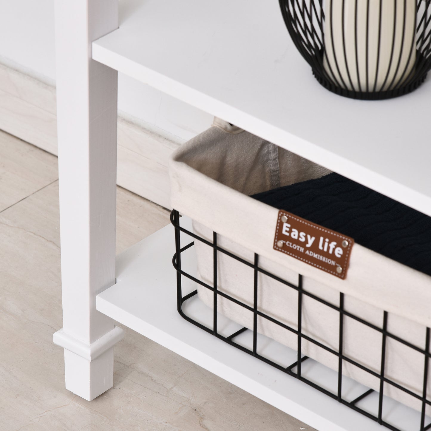 30" Console Table, Modern Narrow Entryway Table with Drawer and 2 Shelves, Sofa Table for Living Room, Hallway, White