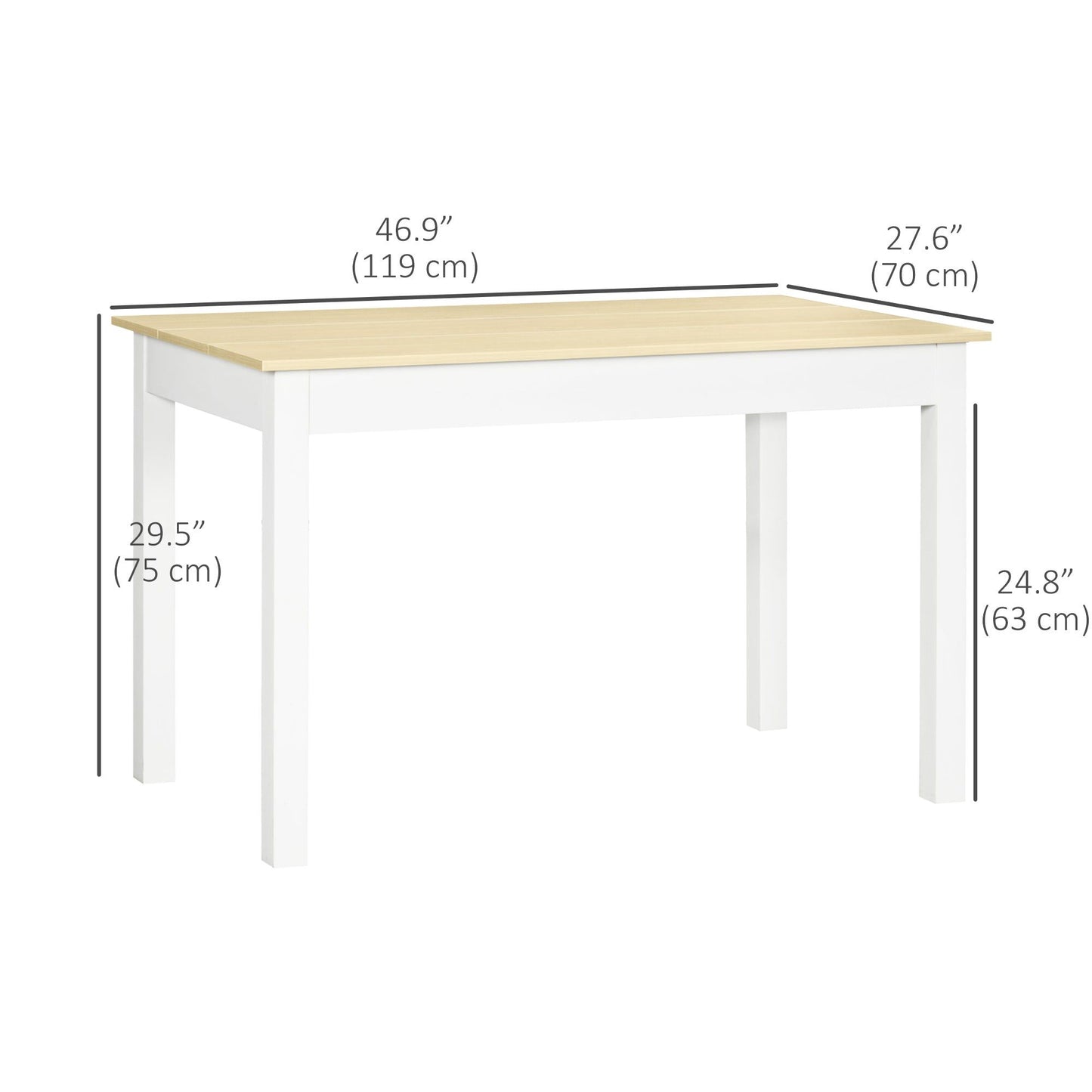 46.9" Dining Table for 4 to 6 - Oak