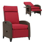 Outdoor Recliner Chair with Adjustable Backrest, Footrest, Thick Cushion, Side Tray, Up to 264 lbs, Wine Red