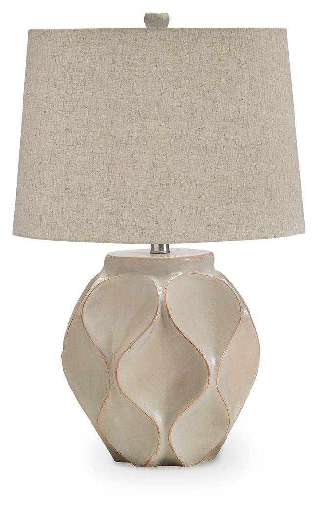 Edselham - Distressed Cream - Paper Table Lamp - Forward Furniture