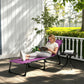 Outdoor Folding Lounge Chair, 4-Level Adjustable Chaise Lounge with Headrest, Tanning Chair Beach Bed, Reclining Lounger Cot for Camping, Hiking, Backyard, Purple