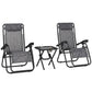 Zero Gravity Chair Set of 2 Patio Chair with Side Table Cupholders and Pillows for Pool, Backyard, Lawn, Dark Grey