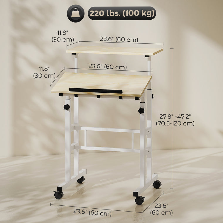 Adjustable Stand Up Desk with Wheels - Natural