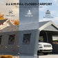 20 x 13 ft Carport, Portable Garage with Roll-Up Door and Windows, PE Canopy, Steel Frame, Dark Grey