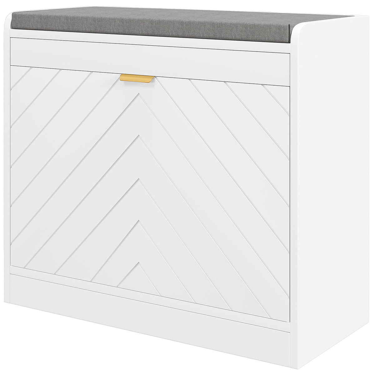 Shoe Storage with Seat, Upholstered Hallway Bench, Shoe Bench with Flip Drawer and Vent for 5 Pairs of Shoes