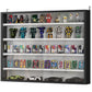 5-Tier Display Cabinet, Shot Glass Display Case, Glass Curio Cabinet with 2 Glass Doors and 4 Adjustable Shelves, Black