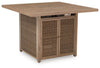 Walton Bridge - Square Bar Table W/Fire Pit - Driftwood