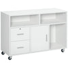 Lateral Mobile Filing Cabinet with Lock - White