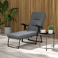 Outdoor Lounge Chair with Padded Cushion, Folding Reclining Patio Garden Chair with Recline Back, Footrest, for Poolside, Patio, Light Grey