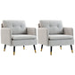 Upholstered Accent Chairs Set of 2 with Tufted Back - Cream White