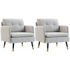 Upholstered Accent Chairs Set of 2 with Tufted Back - Cream White